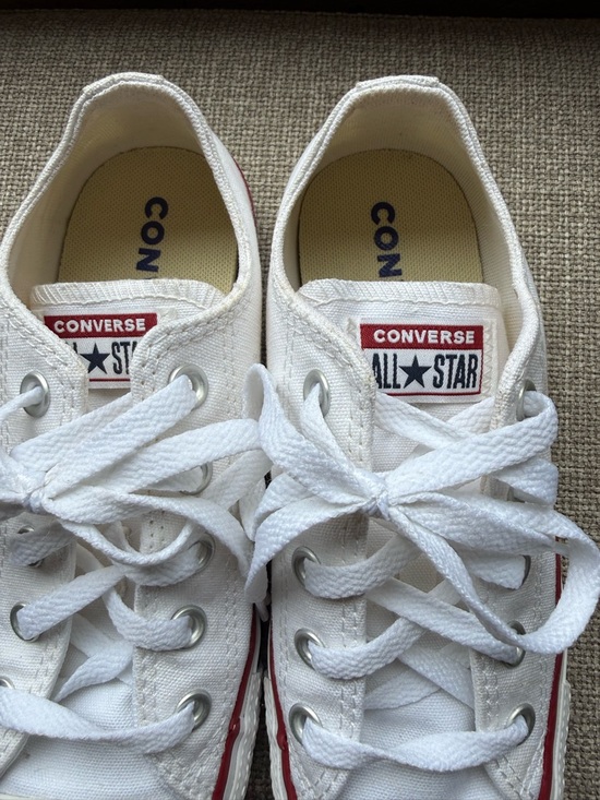 Converse Kids White Low-Top Sneakers with Red Trim - Picture 6 of 6